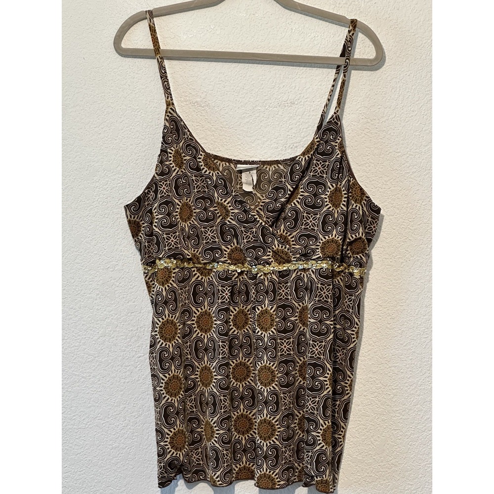 Vintage Y2K Babydoll Top Multicolor Sequin Detail Sz 22/24W Fairy Whimsigoth